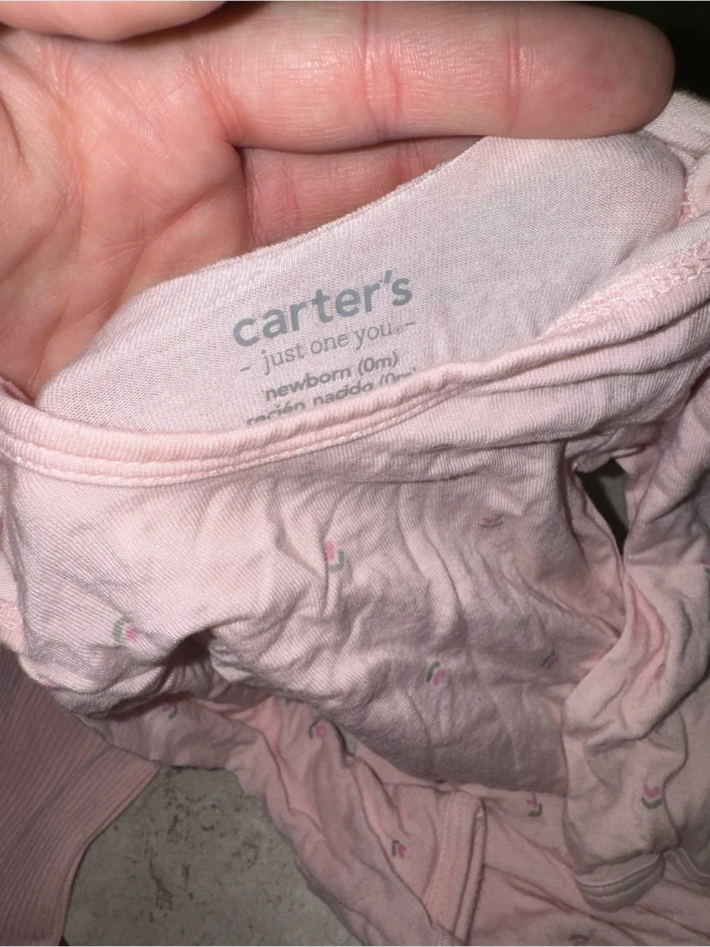 Carter's Light Pink Baby Onesie with Tiny Floral Accents
